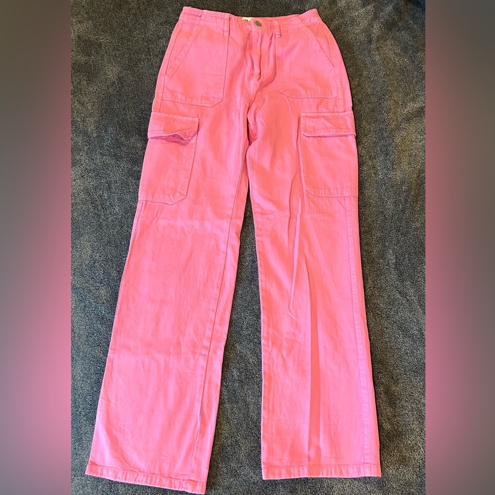 Zara Denim Cargo Pants -Pink